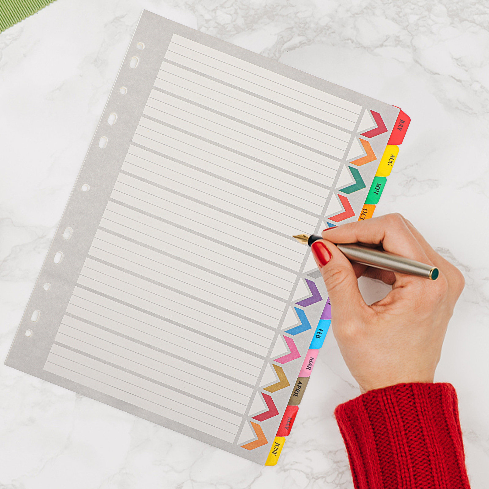 Tab Divider A4 - 12 Feuilles de Séparateurs d'Index Détachables